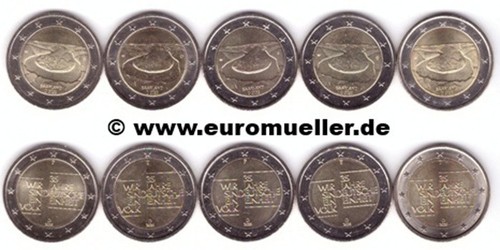10x euro gedenkmünzen deut - 2,
