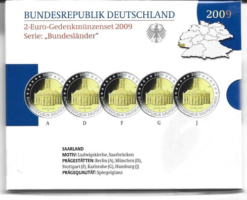 5x2 euro gedenkmünzenset - 5x2,